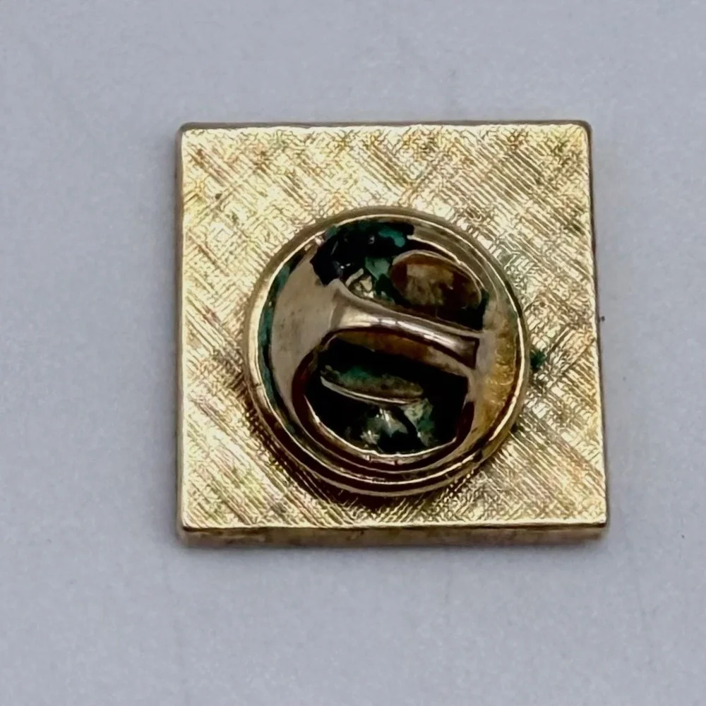 HH Advertising Star of David Enamel Square Lapel Pin Gold Tone Black Jewish